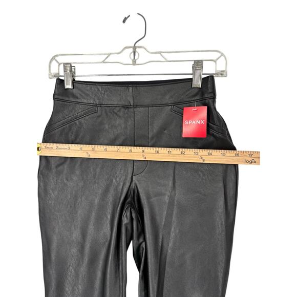 Spanx Leather Like Flare Pants NEW Luxe Black Size Small Womens Bikercore Moto - Picture 7 of 13